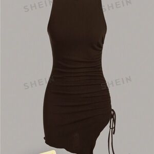 SHEIN Brown Ruched Mini Dress